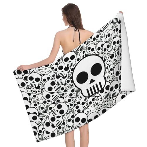 Serviette de bain microfibre douce drap de douche imprimé crânes - 2