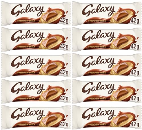 Galaxy Smooth Milk Chocolate Bar 42g Bundle (10 Pack)