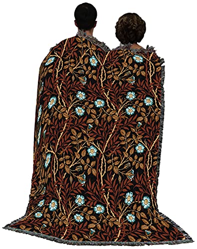 Image of Pure Country Weavers William Morris Sweetbriar Sienna Blanket - Arts & Crafts - Gift Tapestry Throw Woven from Cotton - Made in the USA (72x54)
