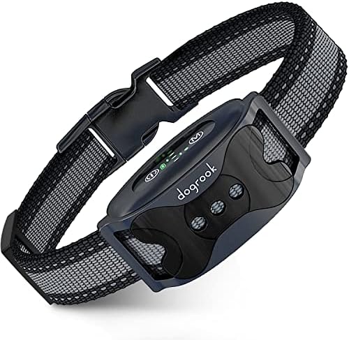 DogRook Dog Bark Collar - Rechargeable Smart Anti Barking Collar for Dogs - Waterproof No Shock Bark Collar for Small/Medium/Large Dogs - Anti Bark Collar for Dogs with 5 Sensitivity Levels