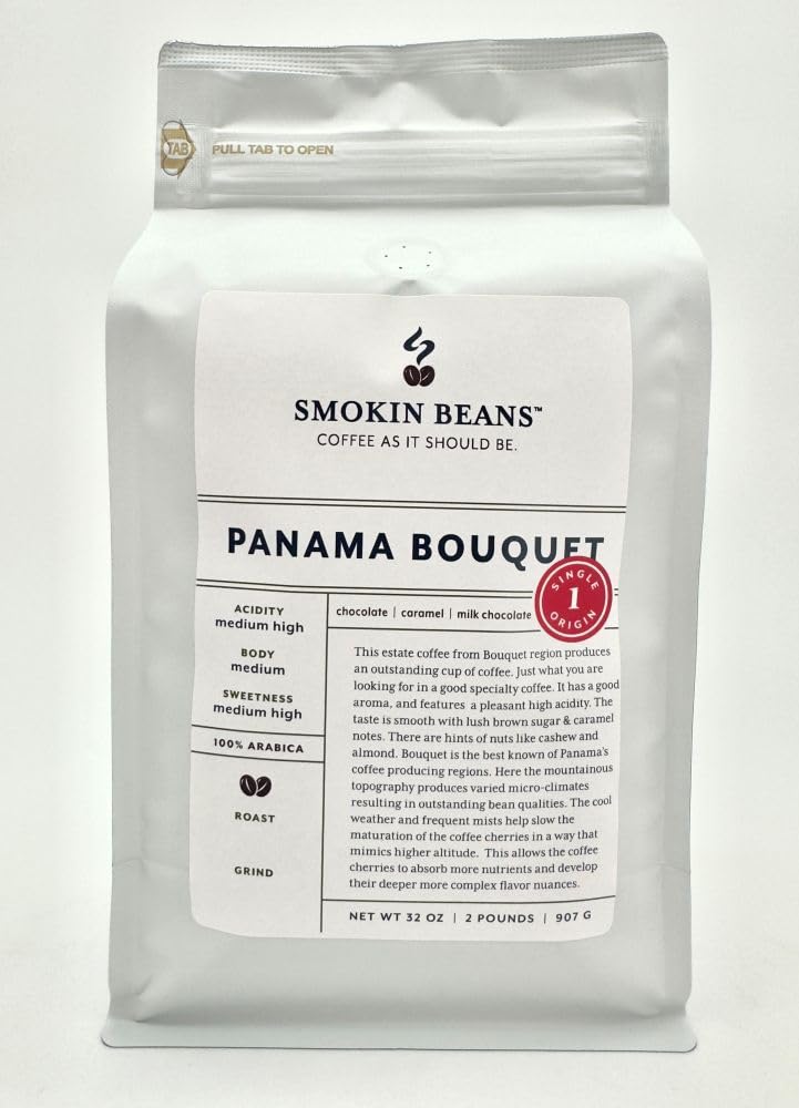 Smokin Beans 2-Pound Panama Bouquet Freshly Roasted Coffee, Washed Processing, Full City Roast, Premium Whole Bean Specialty Coffee