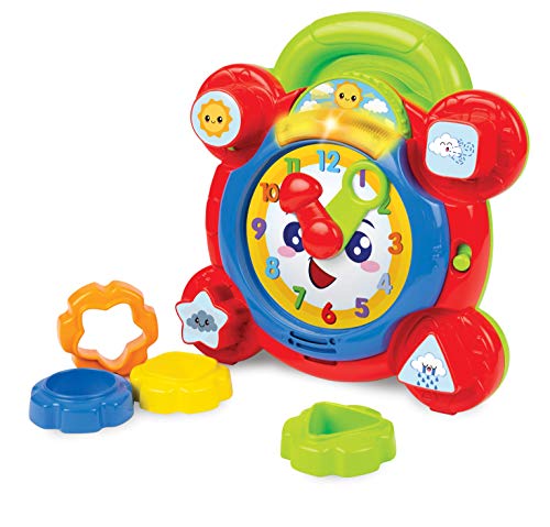 winfun Time for Fun Learning Clock | A Fun Interactive Way to Learn to Read The Time | Movable Hands and Sound Effects | Suitable for Boys and Girls Aged 3 Months and Up, Multicolor, 000675