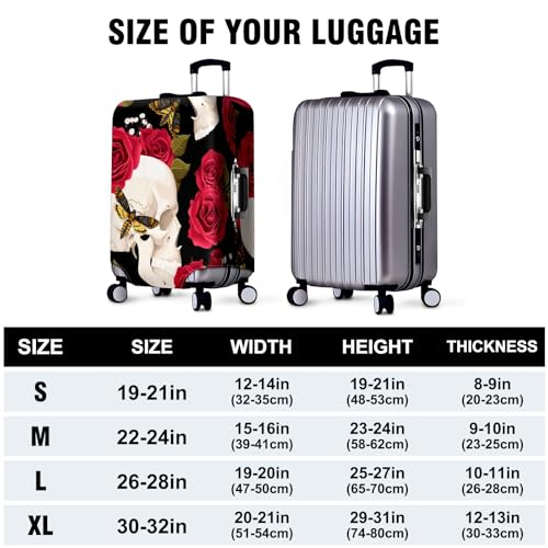 Travel Luggage Cover Suitcase Protector Scratch-Resistant Fit Not Included Suitcase Skull With Flowers And A Moth XL-30-32in 7