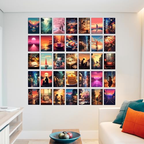 Image of Wallgasm Paper Chill Lofi Poster Set - Set Of 54, 4 X 6 Inches Posters Room Decor Product | Poster For Home, Room, Gym, Dorm Room, Hostel | Collage Kit | Lofi Aesthetic