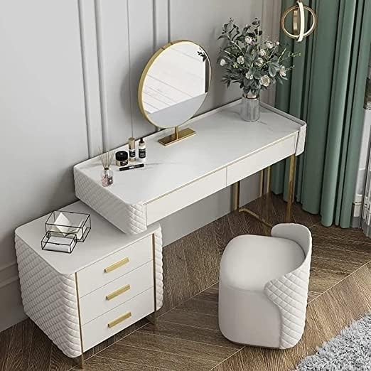 NG Decor White Makeup Vanity Extendable Dressing Table Set (Seat & Mirror not Included)-image-40