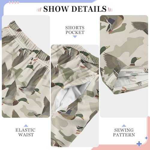 Wild Duck Camouflage Background Pajamas Bottoms with Pockets Comfy Pjs Sleepwear Elastic Waistband Pajamas Pants Lounge Pants for 6-14 Years4
