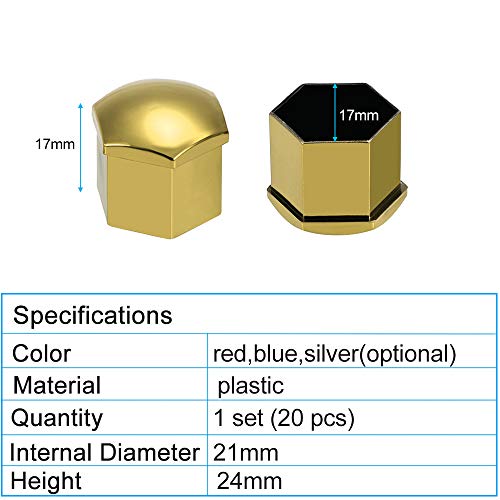 Ajcoflt 20pcs porca de roda universal de 21mm cobre protetor de parafuso de tampas de porca de talão