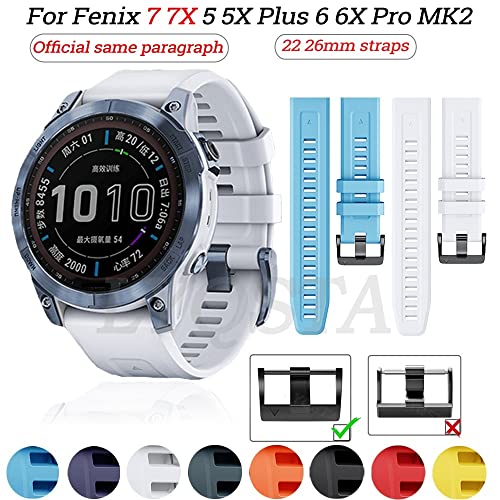 Correa de silicona de 22mm para Garmin Fenix 7 y 6 Pro pulsera de repuesto Easyfit gris ágata 2