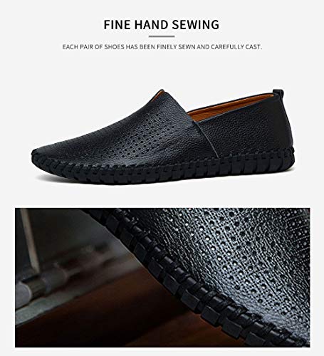 Image of Men's Genuine Leather Loafer Shoes Slip On Soft Walking Shoes Perforated Driving Shoes