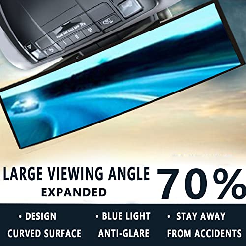 Image of 12'' Rear View Mirror, Blu-Ray Car Mirror, Anti-Glare Easy To Install