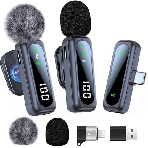 dralud Wireless Lavalier Microphone Set with Magnetic Clip