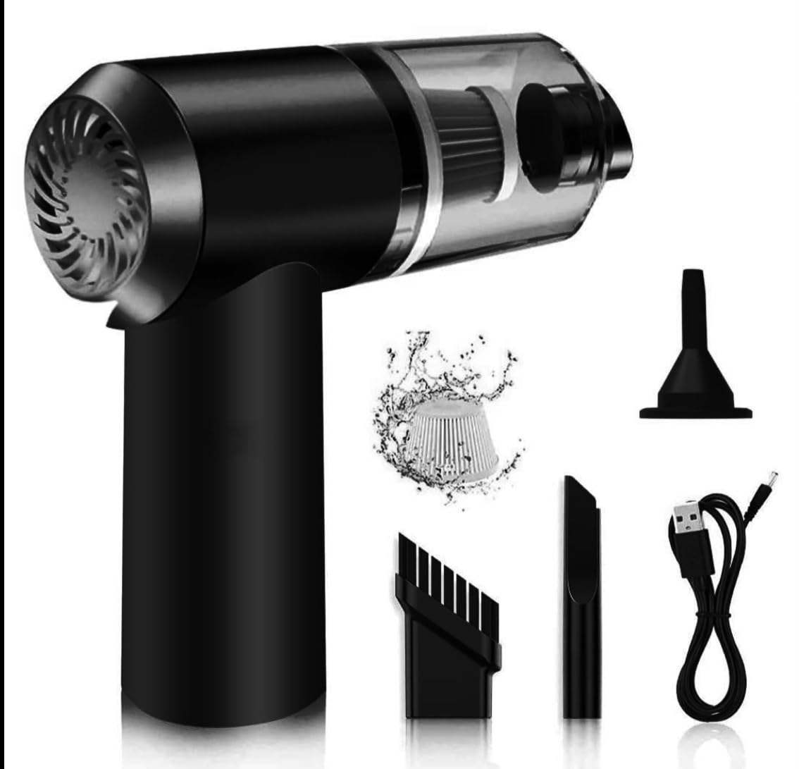 Cordless Handheld Mini Vacuum Cleaner with USB Charging, Black | Washable Filter, Multiple Attachments, Car & Home Use, Portable Design, Wet & Dry Clean-image-43