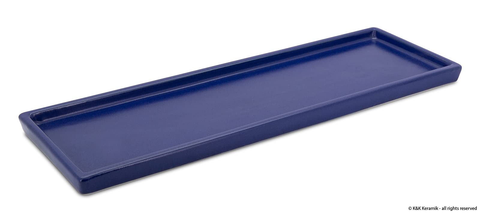 K&K Keramik Soucoupe Bleu 56 x 18 cm pour grande jardinière de balcon