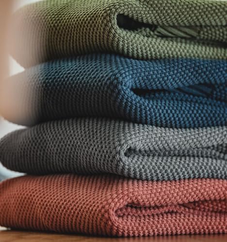 Men's Crewneck Sweaters Long Sleeve Waffle Knitted Pullover Casual Loose Fit Solid Sweater4