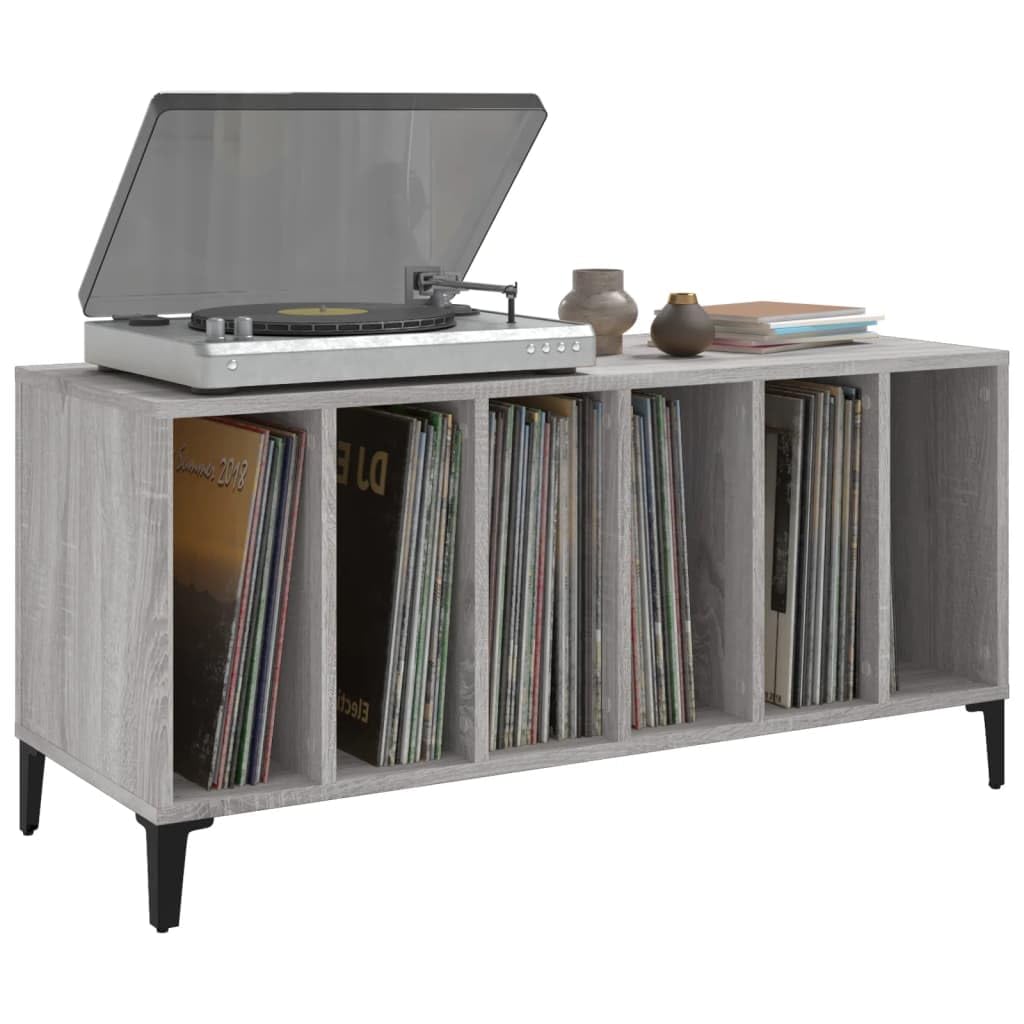 vidaXL Mobile Porta Dischi Grigio Sonoma 100x38x48cm Legno Multistrato, Mobile per Giradischi, Porta Dischi, mobiletto Porta vinili