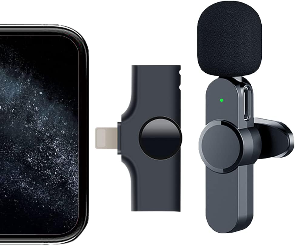 Wireless Lavalier Microphone for iPhone iPad,Plug-Play Mini Lapel Microphone Wireless Mic for Recording,YouTube Facebook Live Stream,Vlog,Interview-Auto Sync,Noise Reduction,NO APP or Bluetooth Needed
