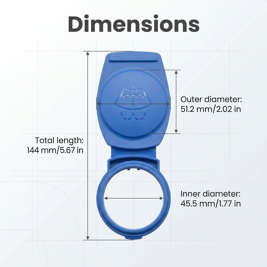 Tapa de repuesto para depósito de líquido limpiaparabrisas (paquete de 2), accesorio universal para la mayoría de los modelos de vehículos, duradera, a prueba de fugas, fácil montaje, color azul