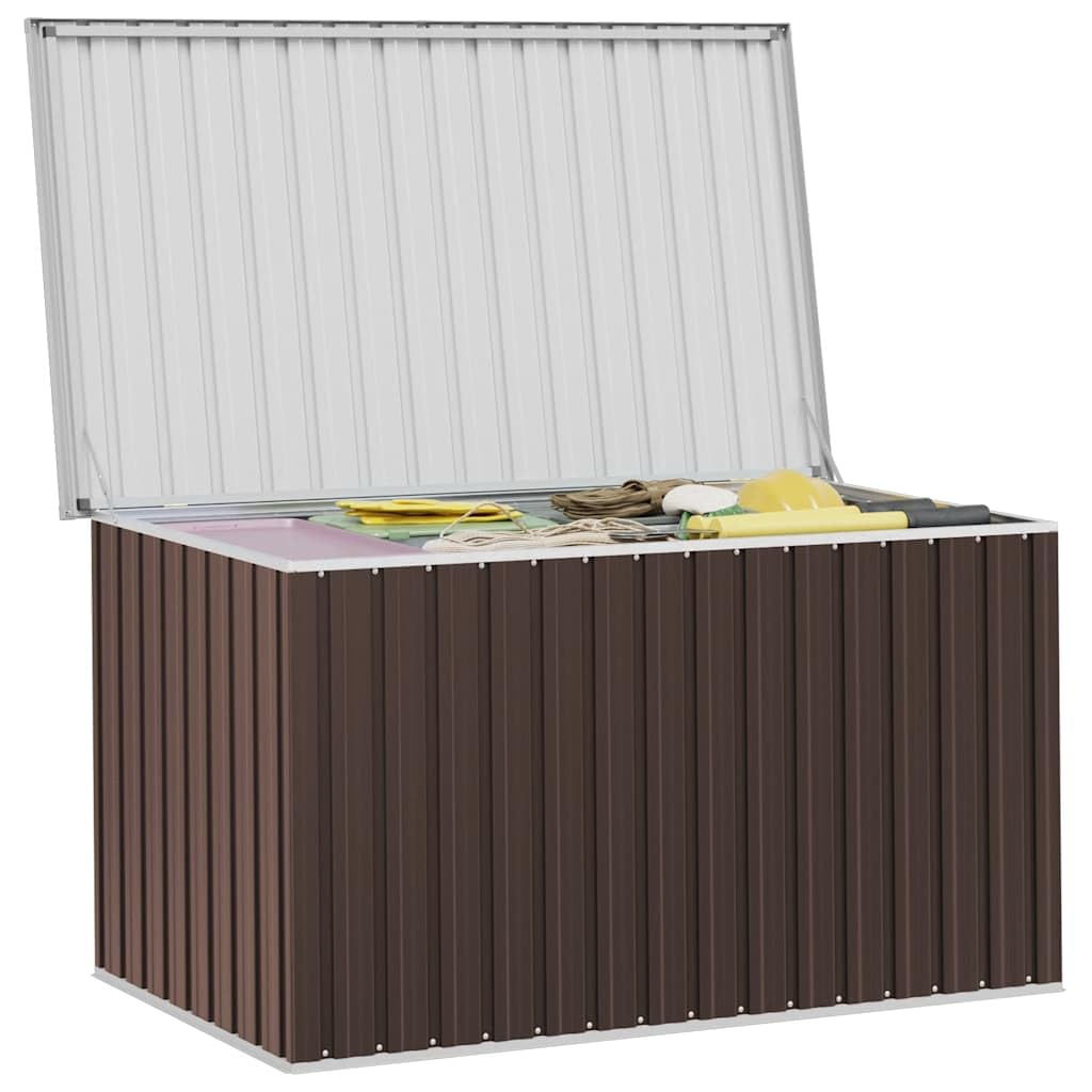 Générique Cassapanca da giardino marrone 171 x 99 x 93 cm, contenitore esterno in acciaio zincato per cuscini, cuscini, coperte e giocattoli su terrazza