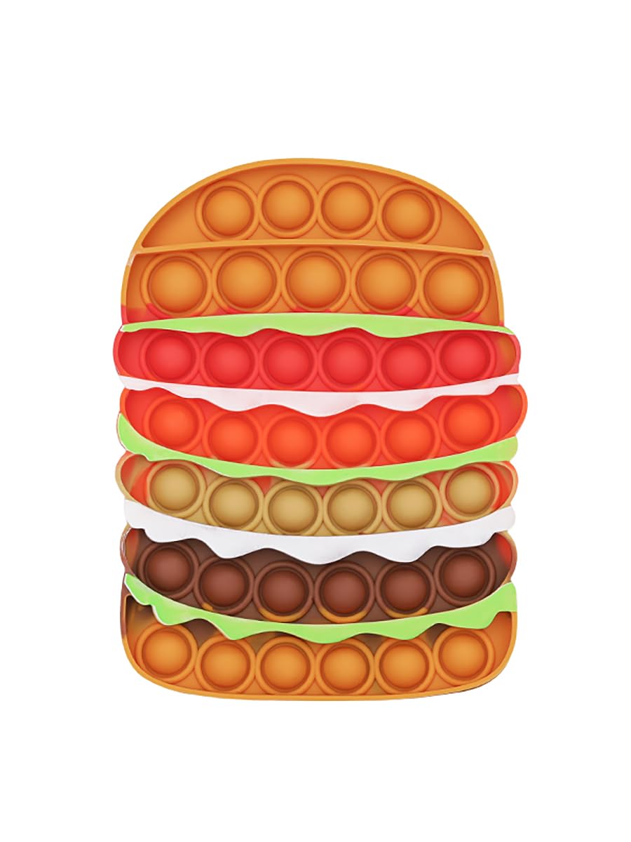 Ranzah Pop Fidget Toy Push Pop Bubble Sensory Toy For Kids And Adults Travel Poppet Toy Squishy Toy For Gifts & Parties ADHD Stress & Anxiety Relief Toy Squeeze Toddler Toy (Burger)