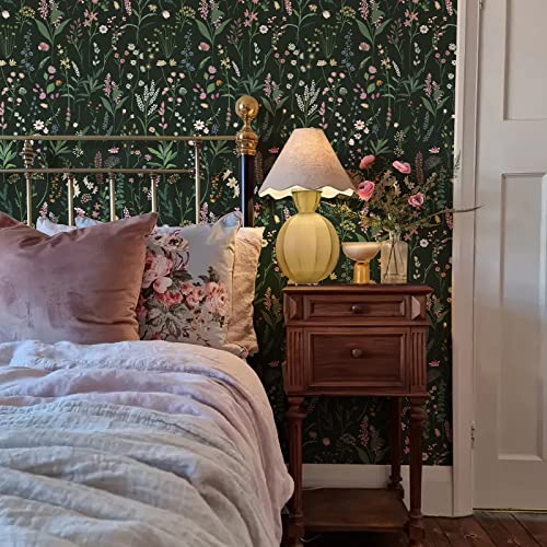 Jiffdiff 17.3'' X 236.2'' Floral Peel And Stick Wallpaper Vinyl Wallpaper Flower Wallpaper Vintage Vinyl Peel And Stick Wallpaper For Kitchen Cabinet Furniture Renter Friendly (Covers 28.4 Sq Ft) #TOP3
