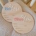 Wooden Birth Announcement Sign – 6 Inch Round Baby Announcement Plaque, She’s Here/He’s Here Newborn Announcement, Hello World Nursery Sign (She)