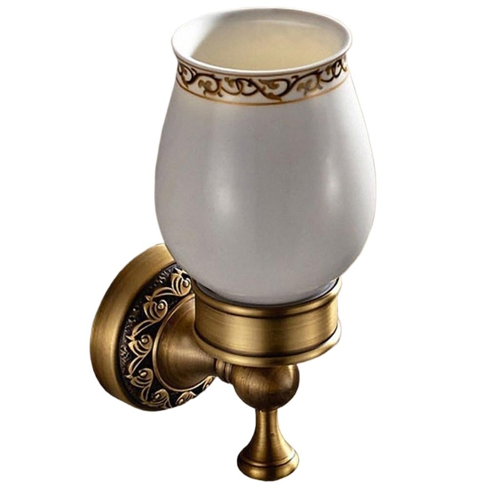 Soap Dishes, Antique Brass Carved Towel Paper Holder Rack Bathroom Accessories,Robe Hook(Tumbler Holder)