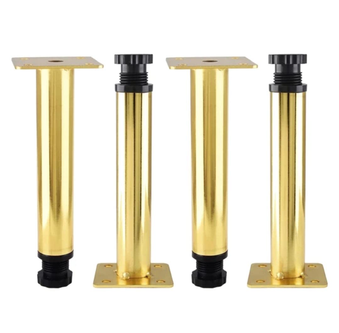 Aakash Decor Heavy Duty Cabinet Leg 6 Inch (Set of 4) Gold Finish Rust Proof Metal Tower Shape Cabinet Legs with Including Mounting Screw | Modern Legs for Home, Office, Coffee Table 15 CM-image-46