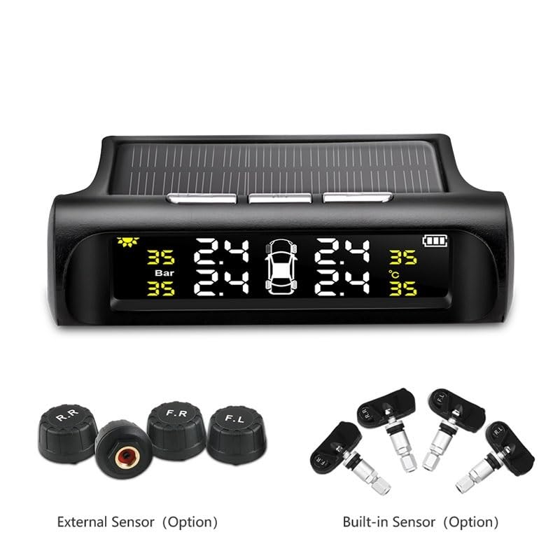 Tpms Auto Reifendruck Überwachung System Solar Lade Alarm HD Digital Display Wireless Mit 4 Sensor(Internal sensors)