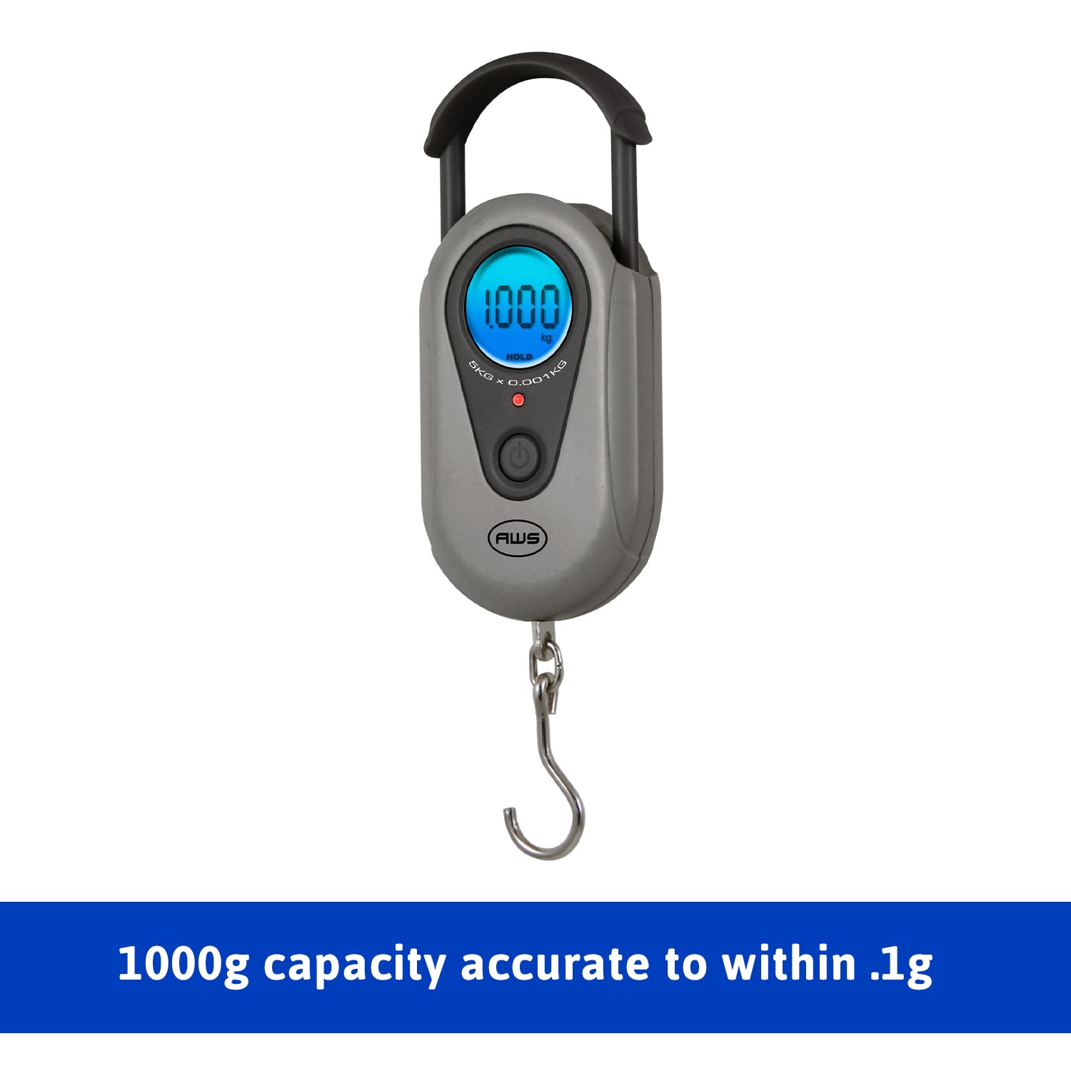 American Weigh Scales Digital Hanging Scale Retractable Handle, LCD displayAMW-SR-1KG1000 x 1G(Gray)