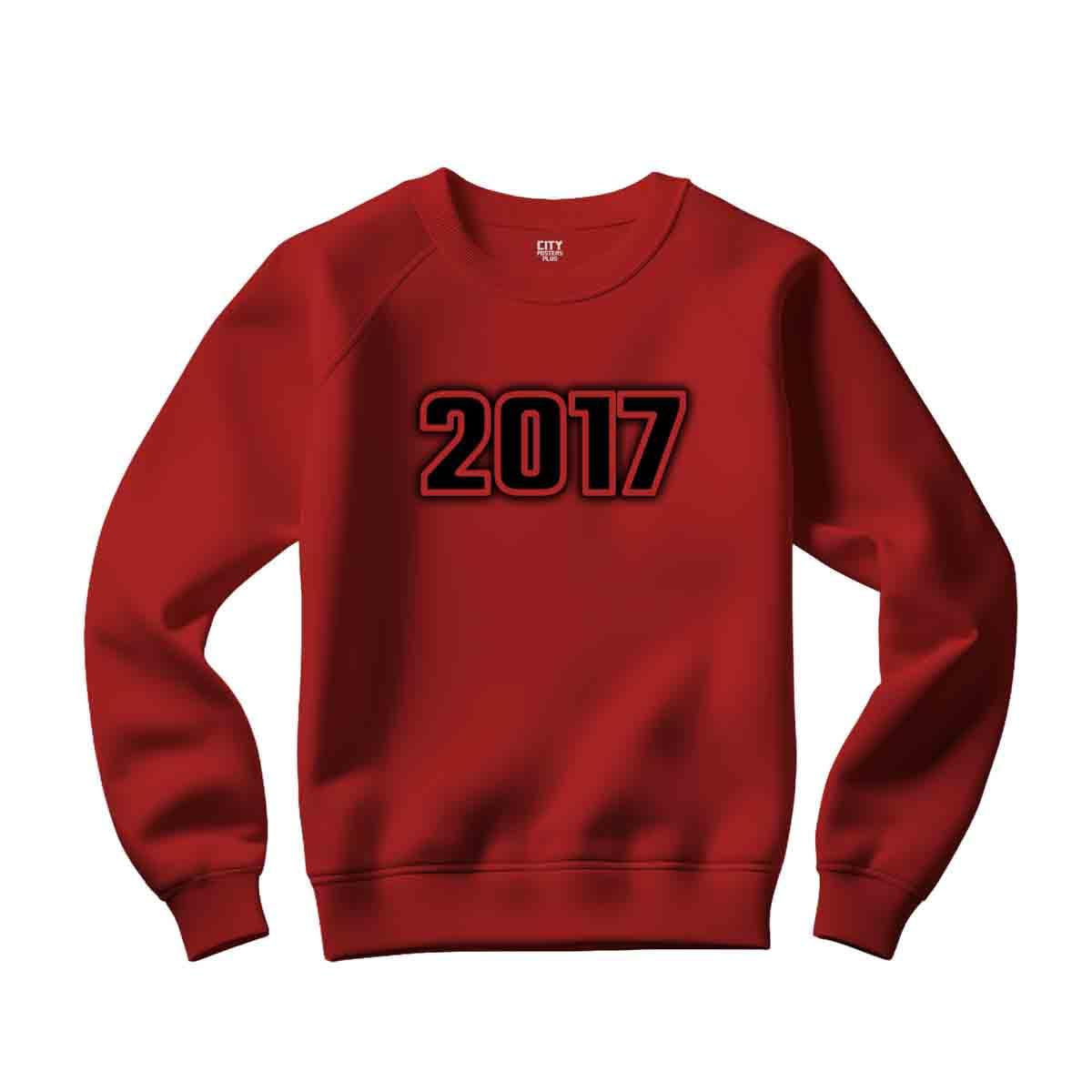 Sweatshirt rouge unisex 2017 pull col rond coton automne - 5