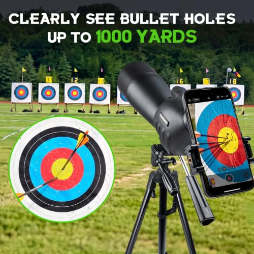 Image of 25-75 X 60 Spotting Scope with 40 inches Tripod Phone Adapter Monocular Telescope Spotting Scopes for Target Shooting Hunting Bird Watching Black