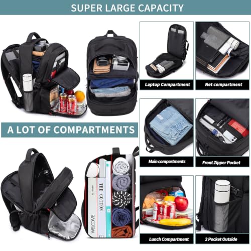 Groß Rucksack Herren 50L,Arbeit Rucksack Laptop Rucksack Herren Schwarz – Ansicht 2