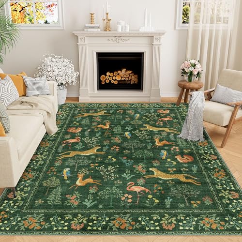 DUKINO 6x9 Rug, Washable Animal Living Room Rug with Non