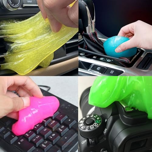 Gel limpiador de teclado para coche, 4 unidades de gel de limpieza para el interior, limpieza de teclado, limpiador de polvo para teclados de ordenador portátil, PC, orificios de ventilación de coche