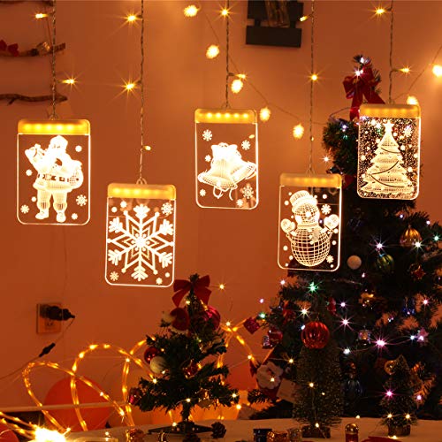 Btuty Decoração de luzes de cordas de cortina de LED para festa de Natal Efeito visual 3D com alimen