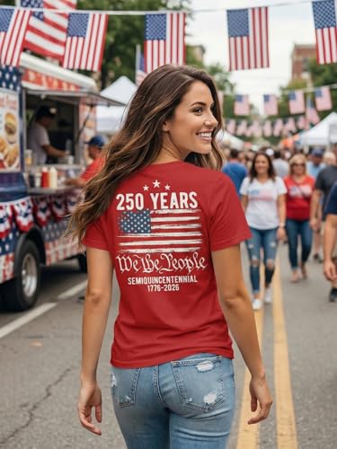 250 Anniversary USA Shirt Women 4th of July T-Shirts Patriotic Shirts 250 Years American Flag Graphic Tee Tops — view 4