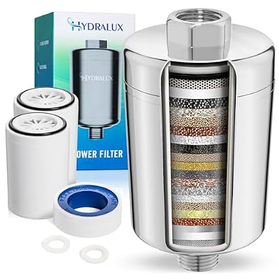 Hydralux Premium High-Output Shower Filter with Replacement - Heavy Duty Water Filter - Hydralux H1 Filtration - Soothes Dry & Itchy Skin, Reduces Dandruff, Eczema & improves Condition of Skin