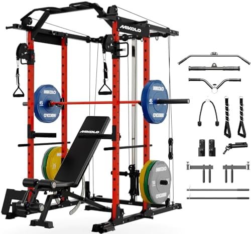 Mikolo Power Cage, Power Rack with Cable Crossover System, 1500LB...