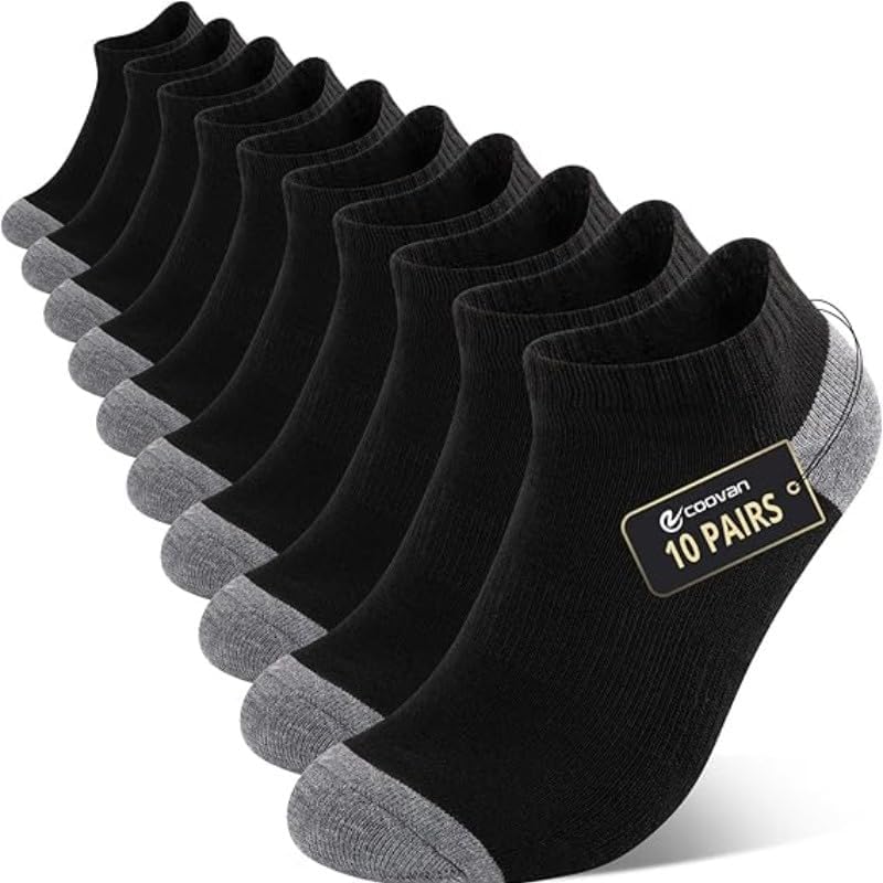 Short Socks for Men, Breathable and Comfortable, Suitable for Sports and Fitness (10 Pairs)