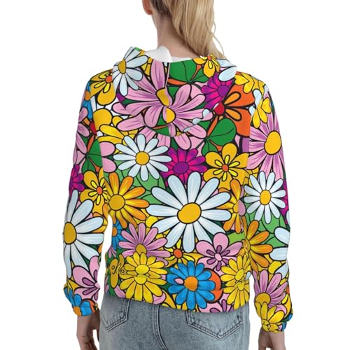 Pull à capuche imprimé fleurs mignonnes idéal pour vos sorties décontractées - 4