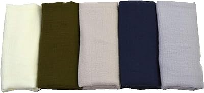 5Pcs Muslim Head Scarfs for Women Soft Cotton Linen Crinkle Hijab Wrap Turban Shawls (D)