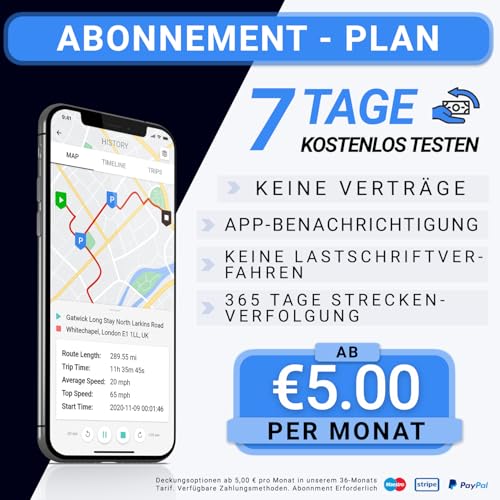 GpsLive Geo Track GPS Tracker Auto, Wohnmobil, Kfz | Made in Europe | Einfache Installation | Livetracking mit App | Keine SIM benötigt | GPS Tracker Sender | Peilsende