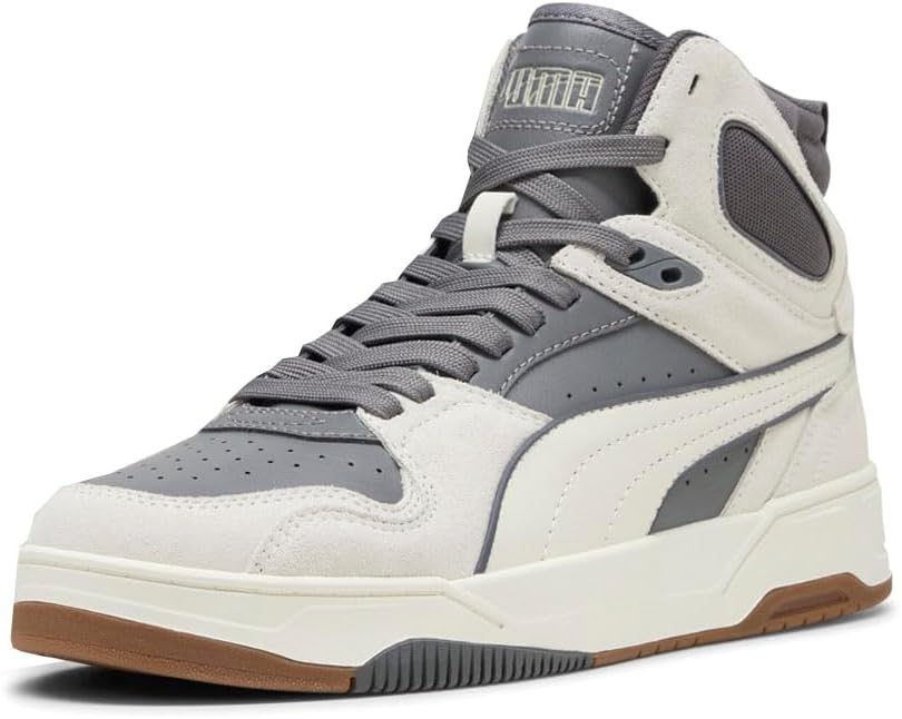 PUMA Mens Rebound Break Mid Lace Up Sneakers Shoes Casual - Grey - Image 2