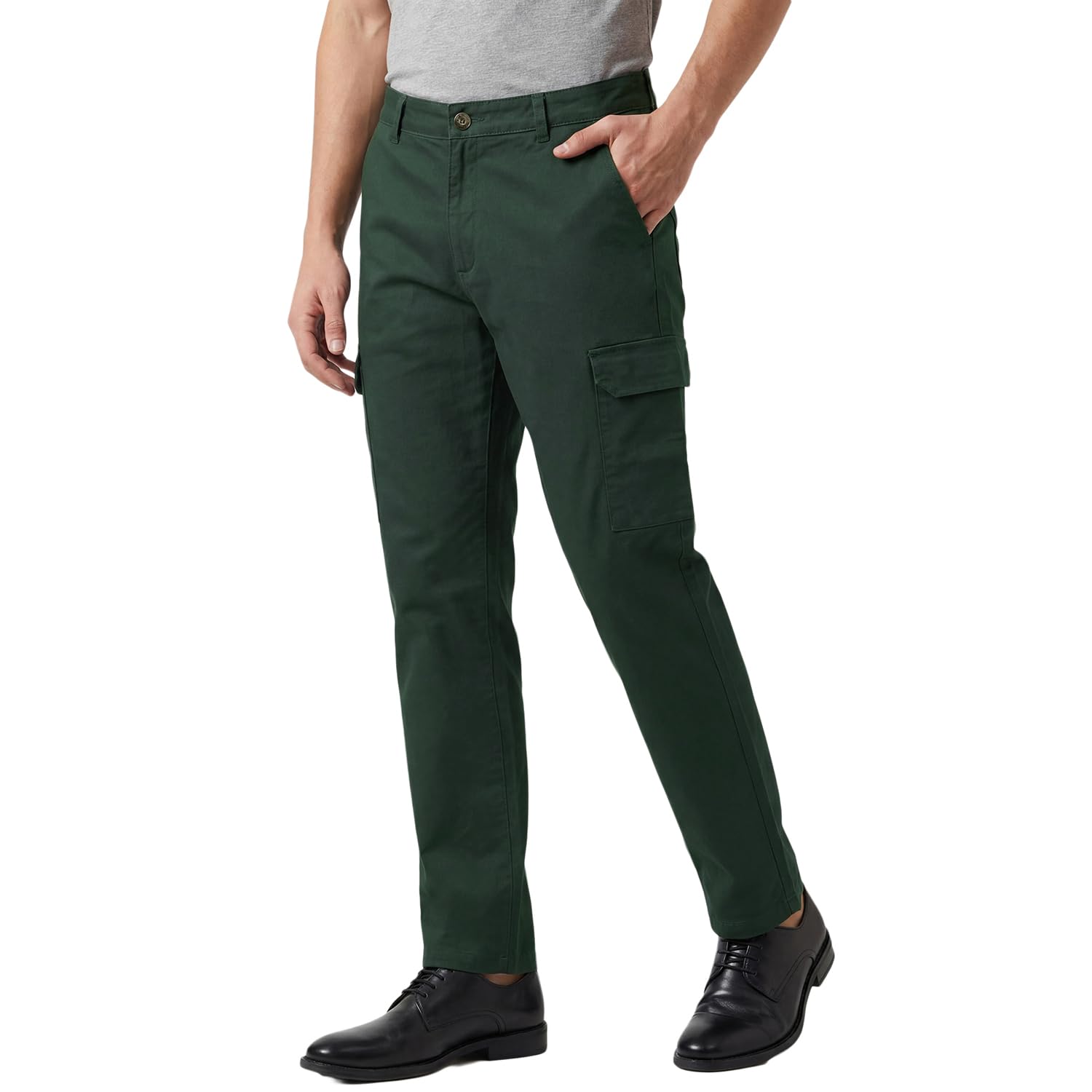 Solid Straight Fit Twill Basic Cargo Pants-image-11