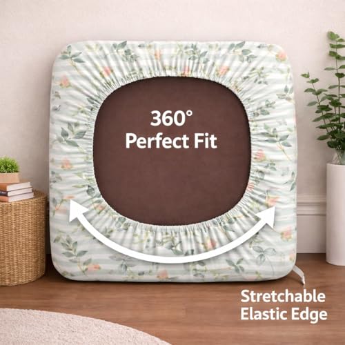Image of STITCHNEST 'Contour Fit Series' Stretchable Printed Wooden Sofa Cover (Pack of 2) - Elastic Wooden Chair Cover | Wooden Sofa Seat Cover | Size - 20-21 x 20-21 x 3-5 in