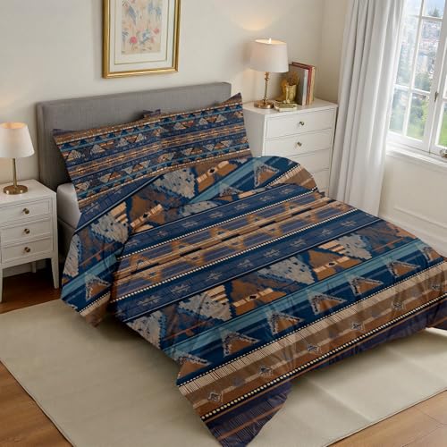 Housse de couette aztèque 140x200 anti-plis en microfibre douce avec fermeture éclair rapide