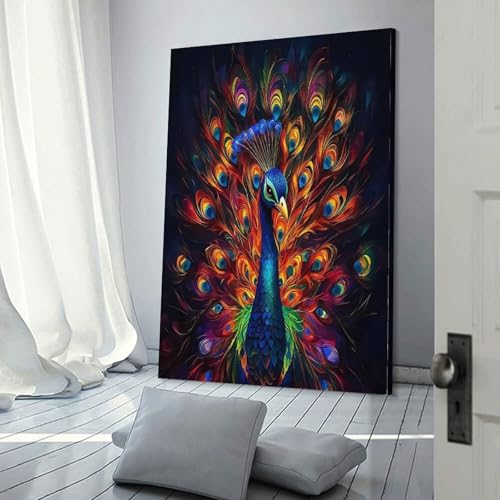 Peinture sur toile paon élégante avec impression haute définition