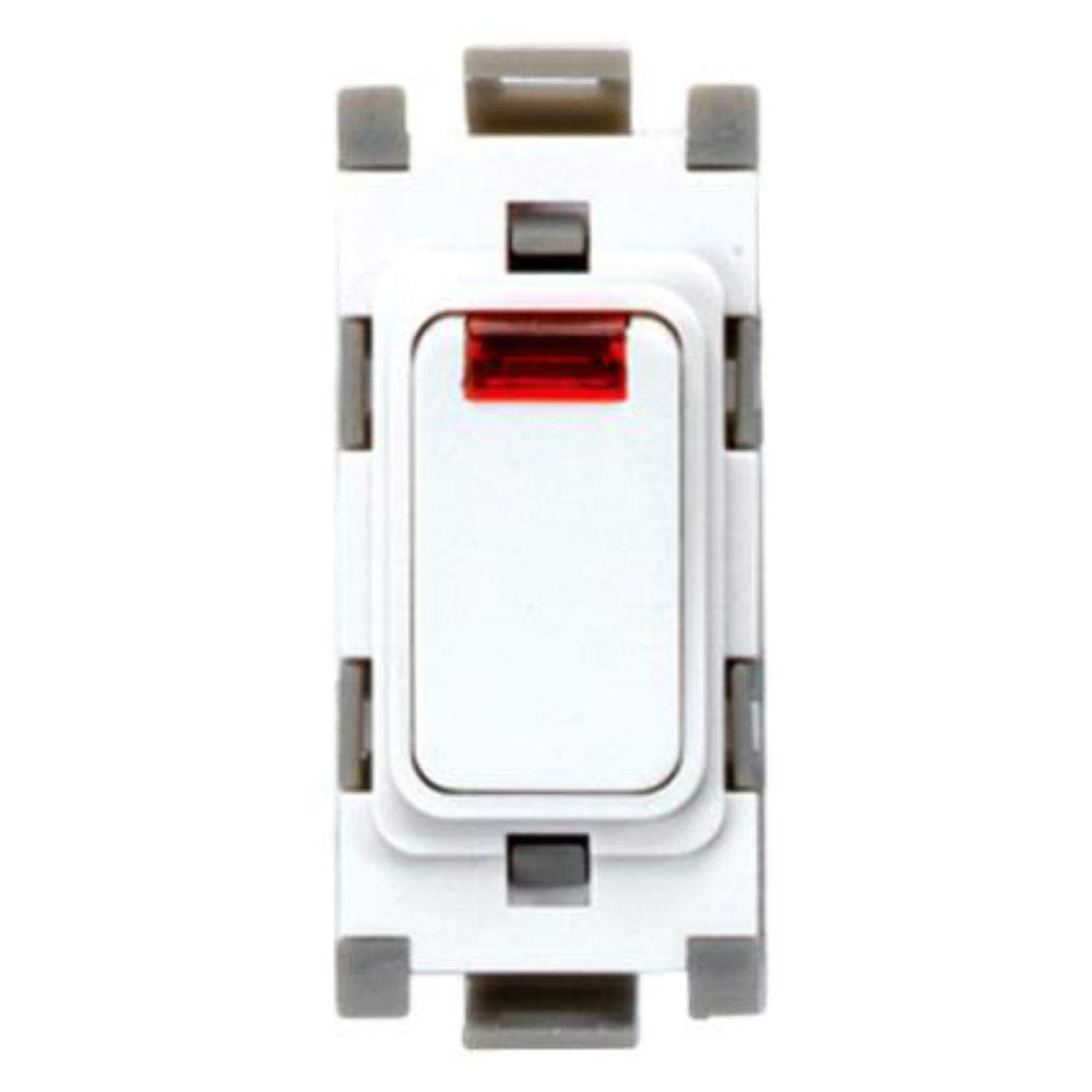 Deta G3515 Grid Switch 20 Amp Double Pole with Neon Unmarked (White)