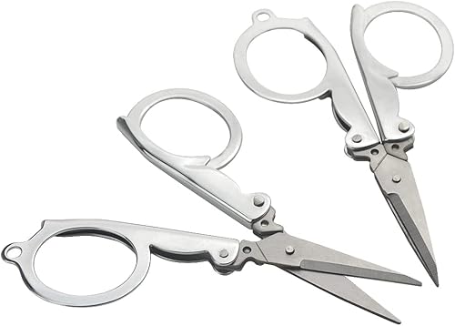 Miniatura 4 de Juego de 8 tijeras plegables pequeñas, tijeras de viaje portátiles, cortador de acero inoxidable, mini tijeras para oficina en casa y viaje