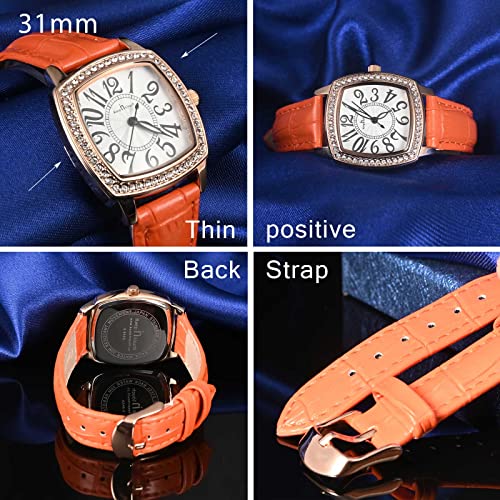 Montre quartz à cadran carré strass montre étanche cuir femme - 3